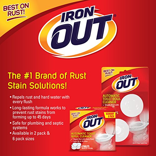 Iron OUT Automatic Toilet Bowl Cleaner, Helps Remove and Prevent Rust Stains in Toilet Bowls and Tanks, 2 Tablets