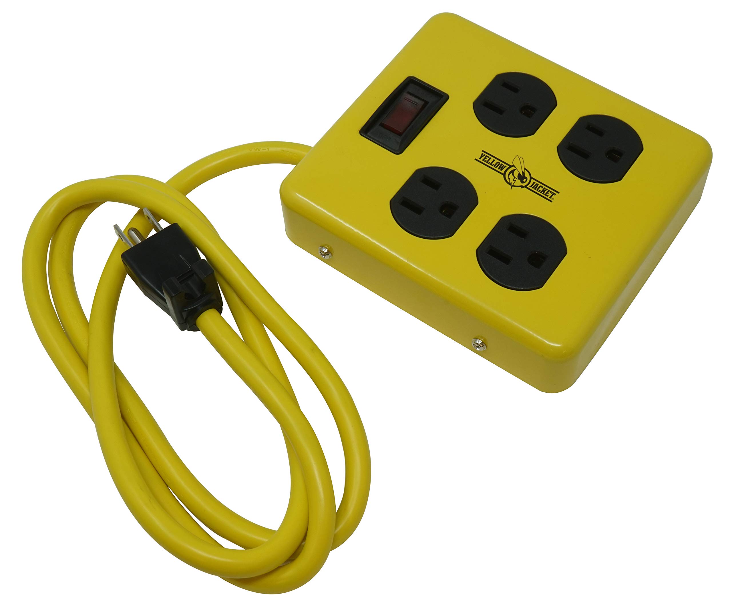 Yellow Jacket 2177N Metal Power Block with 4 Outlets and Lighted Switch, 4-foot Cord