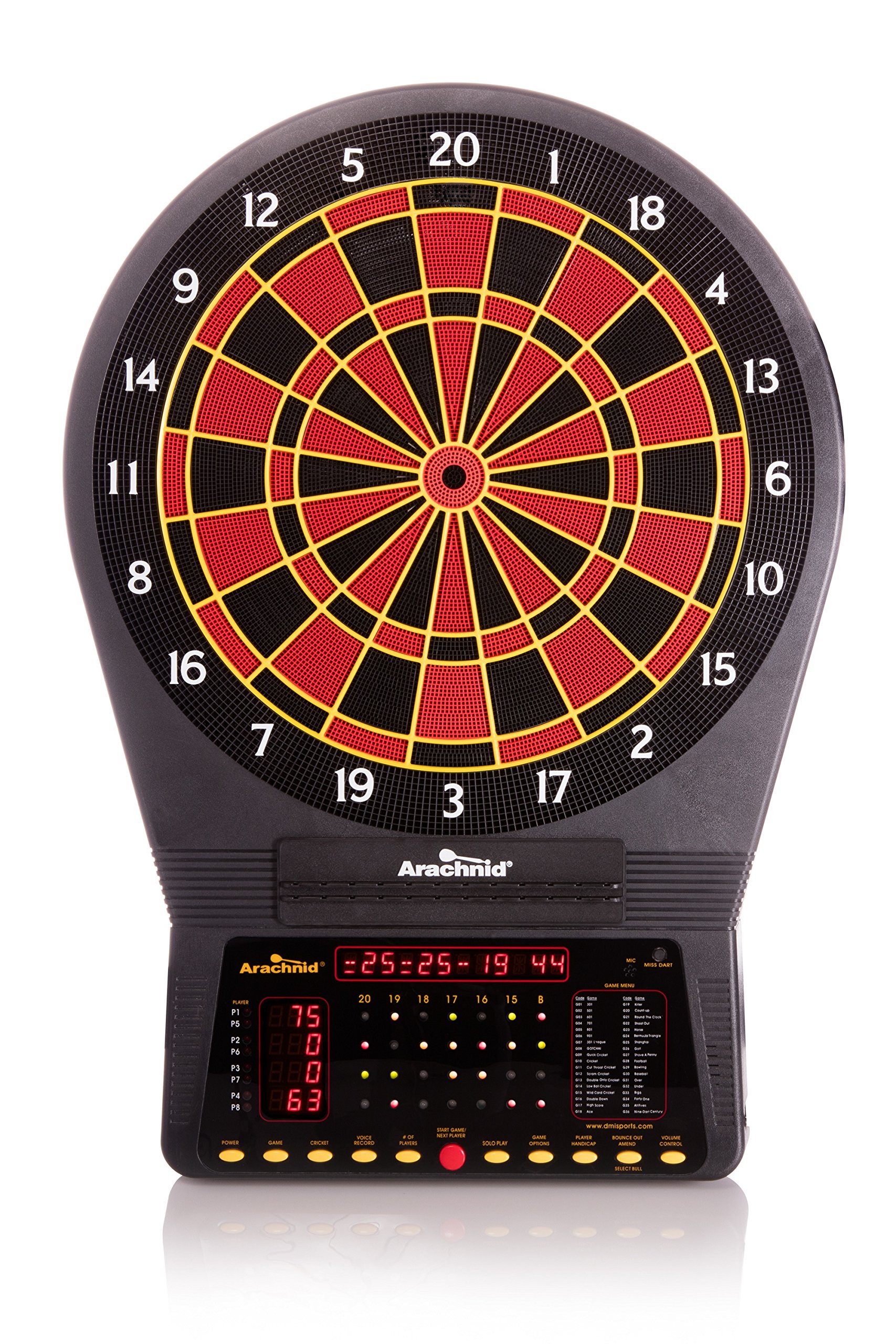 Arachnid Cricket Pro 750 Electronic Dartboard Features 36 Games with 175 Variations for up to 8 Players - Available with Optional Wood Dartboard Cabinet