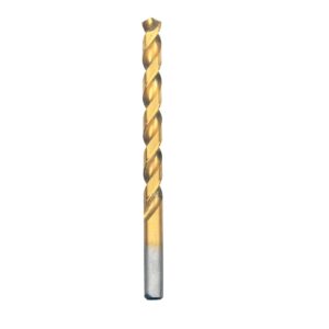 BOSCH TI2148 1-Piece 21/64 In. x 4-5/8 In. Titanium Nitride Coated Metal Drill Bit with 3/8 In. Reduced Shank for Applications in Heavy-Gauge Carbon Steels, Light Gauge Metal, Hardwood