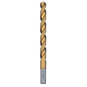 bosch ti2153 1-piece 13/32 in. x 5-1/4 in. titanium nitride coated metal drill bit with 3/8 in. reduced shank for applications in heavy-gauge carbon steels, light gauge metal, hardwood