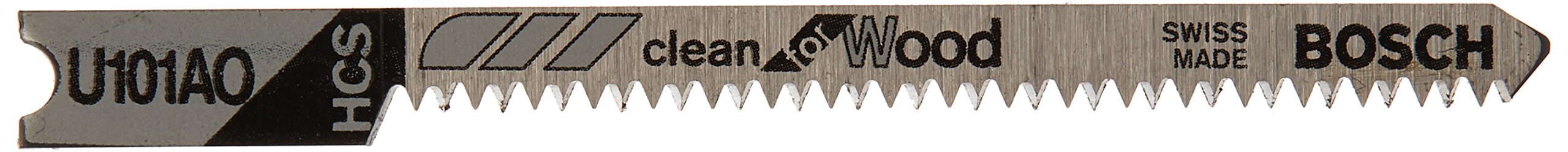 BOSCH U101AO3 5-Piece 3-1/4 In. 20 TPI Clean for Wood U-shank Jig Saw Blades, Black