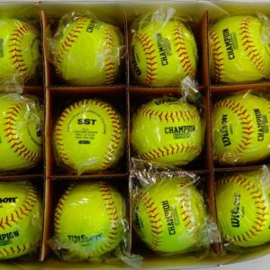 WILSON Sporting Goods High School and Adult Fast Pitch 12" Balls, Polycore, Optic Yellow (1 Dozen), SS-SMS-1003072