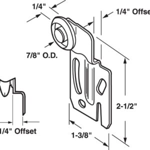 Prime-Line N 6500 Front Closet Door Roller with 1/4 In. Offset and 7/8 In. Nylon Wheel (2 Pack), Mill