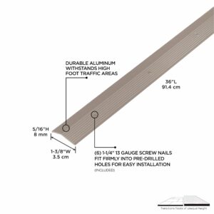 M-D Building Products 43854 1-3/8 in. X 36 in. Pewter Aluminum Carpet Trim w/Screw Nails