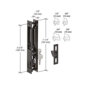 Prime-Line C 1033 Diecast Keyed Patio Sliding Door Handle Set for 1 In. to 1-1/8 In. Thick Sliding Glass Doors, Black (Single Pack)