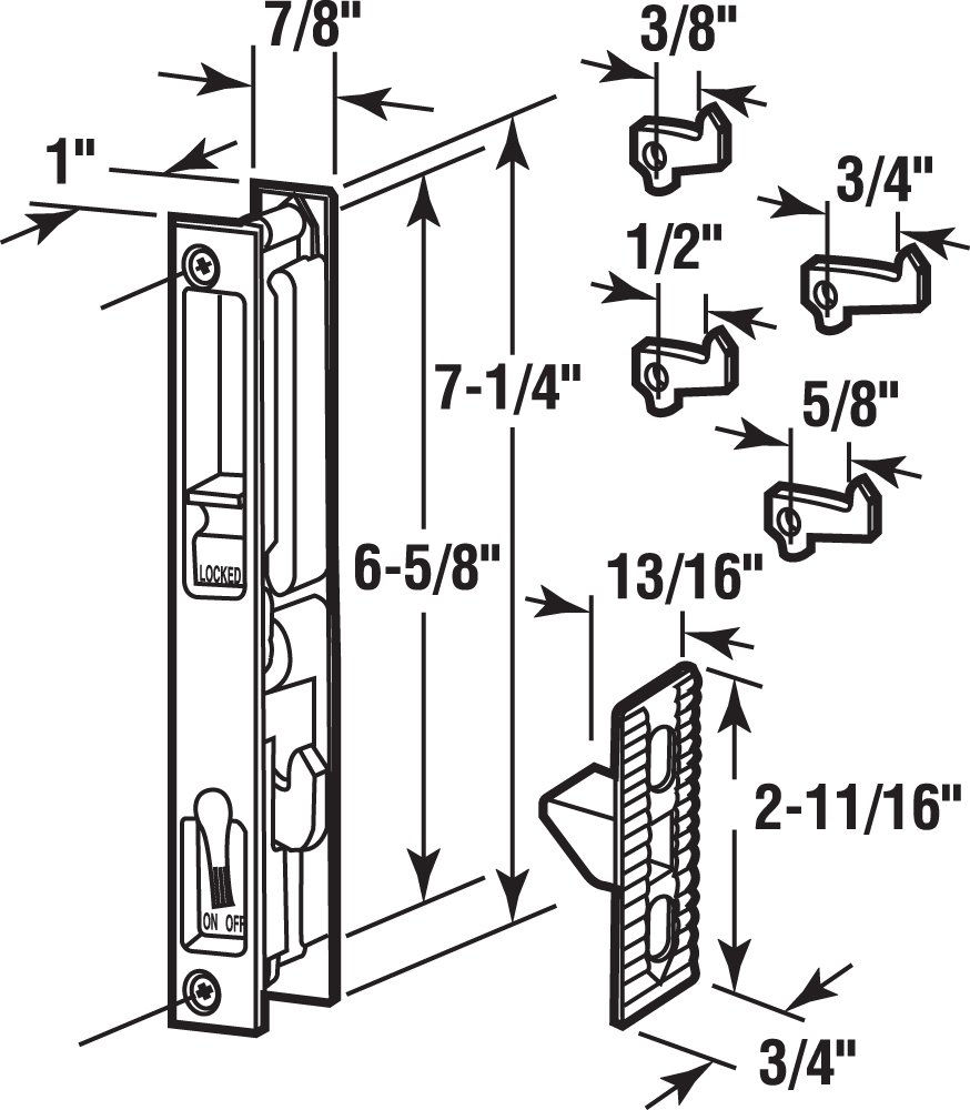 Prime-Line C 1033 Diecast Keyed Patio Sliding Door Handle Set for 1 In. to 1-1/8 In. Thick Sliding Glass Doors, Black (Single Pack)