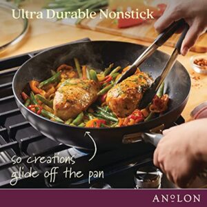 Anolon Advanced Hard Anodized Nonstick Frying Pan/ Fry Saute All Purpose Pan with Lid - 12 Inch, Gray