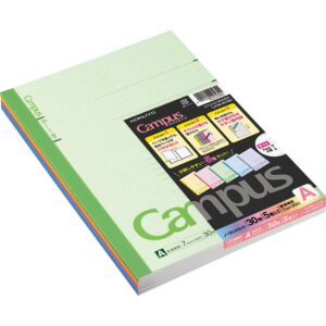 KOKUYO Campus Notebook, A 7mm Ruled, Semi-B5, 30 Sheets, 30 Lines, Pack of 5, 5 Colors, Japan Import (NO-3CANX5)