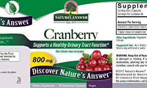 Nature's Answer Cranberry Fruit Vegetarian Capsules, 90-Count | Promotes Urinary Tract Support | Healthy Bladder Function | Natural Detoxifier