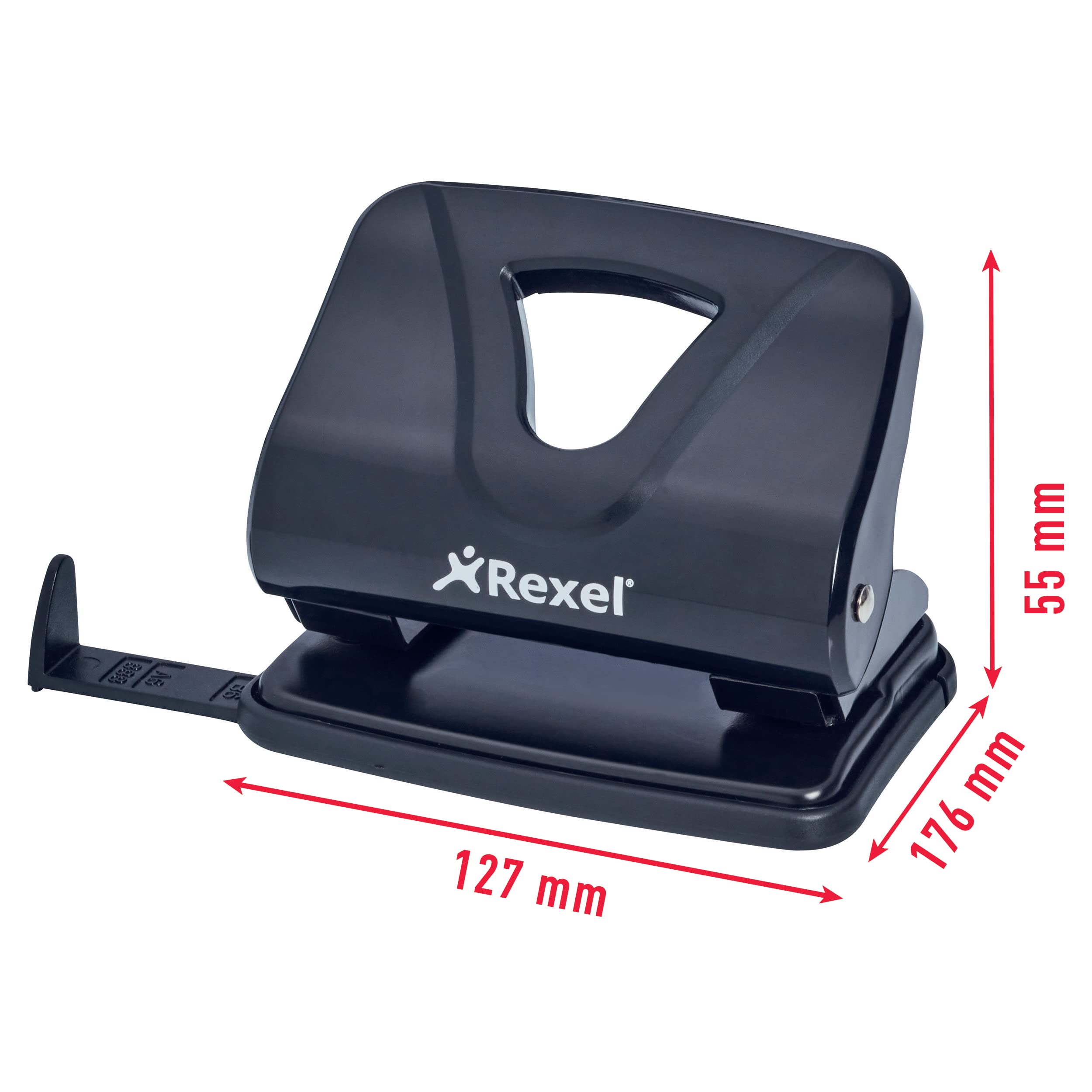 Rexel Ecodesk Compact Hole Punch, 20 Sheets, Made with 50% Recycled Plastic, Eco friendy, 2102616, Black