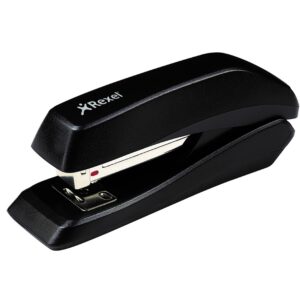 rexel ecodesk compact stapler, 20 sheets, made with 50% recycled plastic, eco friendly, 2100029, black