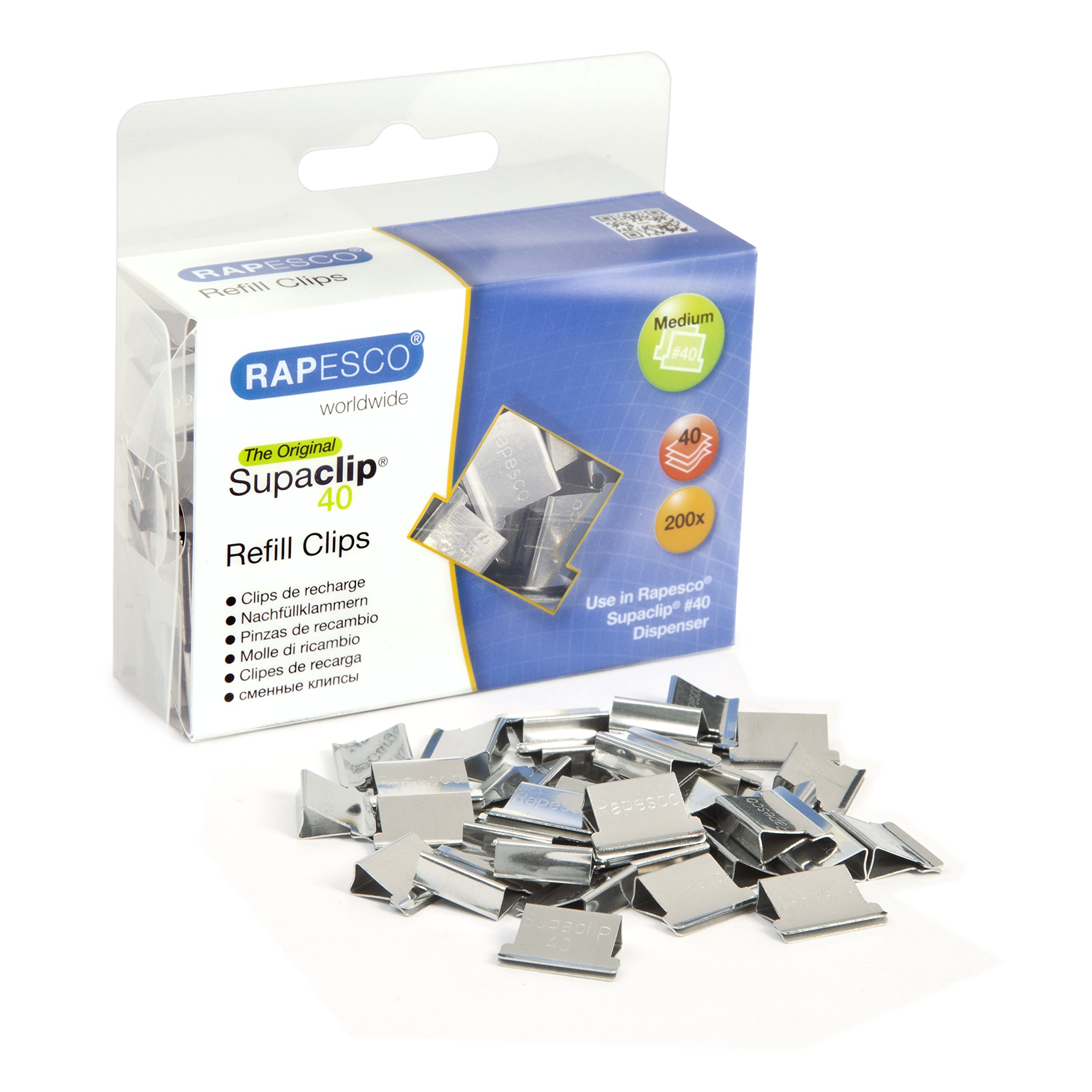 Rapesco Supaclip #40 Refills - Stainless Steel, Pack of 200 (CP20040S)