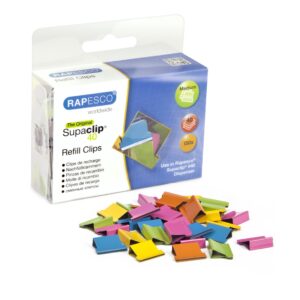 rapesco supaclip #40 refill clips multicoloured (pack of 150) (cp15040m)