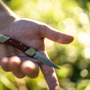 Uncle Henry LB3 Brown Bear 5.1in High Carbon S.S. Folding Knife with a 2.2in Clip Point Blade and Wood Handle for Outdoor Survival, Camping and Hunting