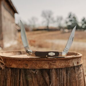 Old Timer 77OT Muskrat 6.9in Traditional Folding Pocket Knife with 2 High Carbon Stainless Steel Blades, Ergonomic Sawcut Handle, and Convenient Size for EDC, Hunting, Camping, Whittling, and Outdoors