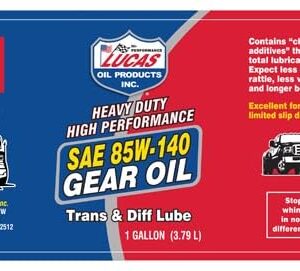 Lucas Oil Lucas 10045 Heavy Duty 85/140 Gear Oil - 1 Gallon