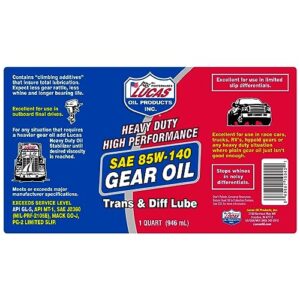 Lucas Oil 10042 Heavy Duty High Performance SAE 85W-140 Gear Oil - 1 Quart