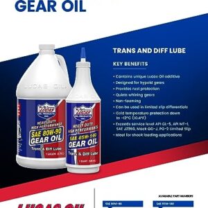 Lucas Oil 10042 Heavy Duty High Performance SAE 85W-140 Gear Oil - 1 Quart