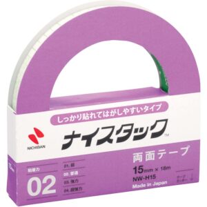 Nichiban NW-H15 Double-Sided Tape Nystack (Firmly Stick and Easy to Remove), 0.6 inches (15 mm) x 6.1 ft (18 m)