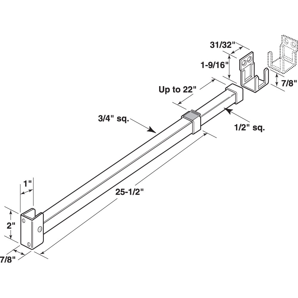 Prime-Line U 9920 Security Bar For Sliding Patio Doors, Adjustable, Aluminum Construction With Aluminum Finish (Single Pack)