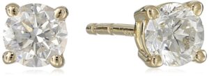 amazon collection 18k yellow gold, round-cut, diamond 4-prong studs (1/2 cttw, h-i color, si1-si2 clarity)