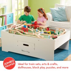 Melissa & Doug Deluxe Wooden Multi-Activity Play Table for Playroom - Kids Activity Table With Storage, Furniture, Train Table, H: 57.5 x W: 25 x D: 5.7