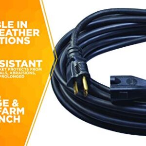 Woods 982452 50-Foot SJTOW Agricultural Outdoor Heavy Duty All- Weather Extension Cord, Oil Resistant Vinyl Jacket, Versatile Use, Powerful 15 Amps, 125 Volts, 1,875 Watt Extension Cord, Black