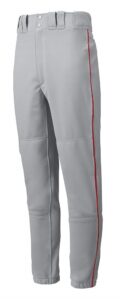 mizuno mens premier piped pant, grey-red, medium