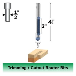 BOSCH 85407M 1/2 In. x 2 In. Carbide Tipped 1-Flute Pilot Panel Straight Bit