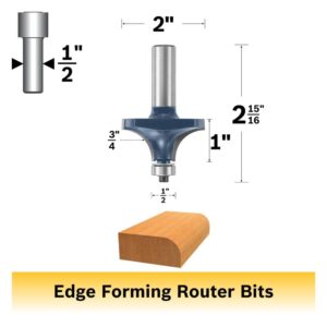 BOSCH 85434M 2-Inch Diameter 3/4-Inch Cut Carbide Tipped Roundover Router Bit 1/2-Inch Shank With Ball Bearing