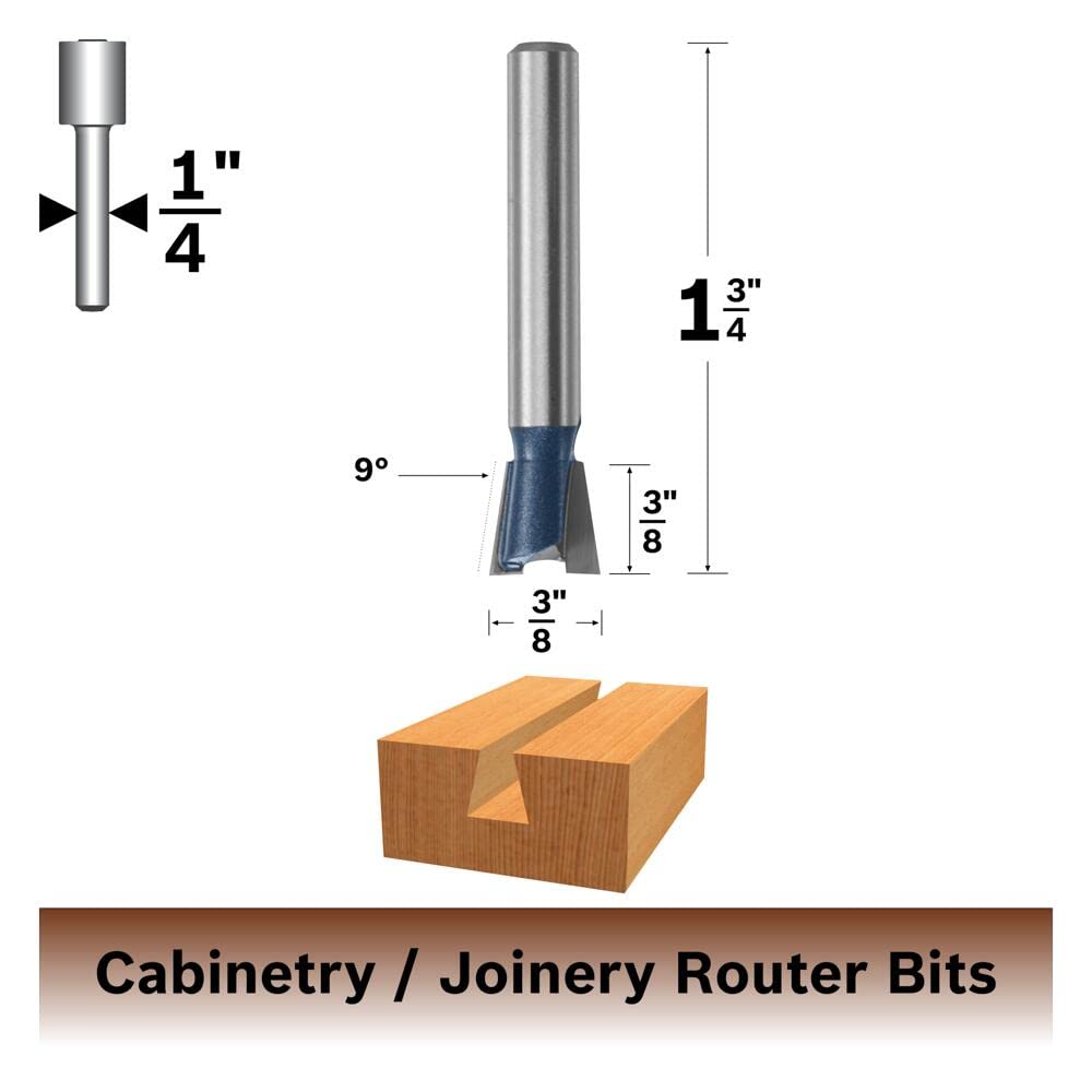 BOSCH 84700M Dovetail Router Bit 1/4-Inch Shank 3/8-Inch Cut 3/8-Inch Diameter