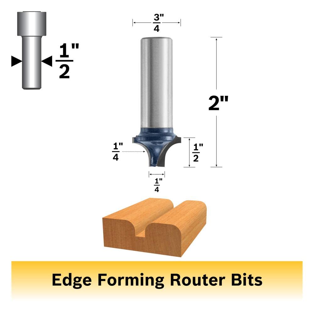 BOSCH 85471M 1/4 In. x 1/2 In. Carbide Tipped Plunge Roundover Bit