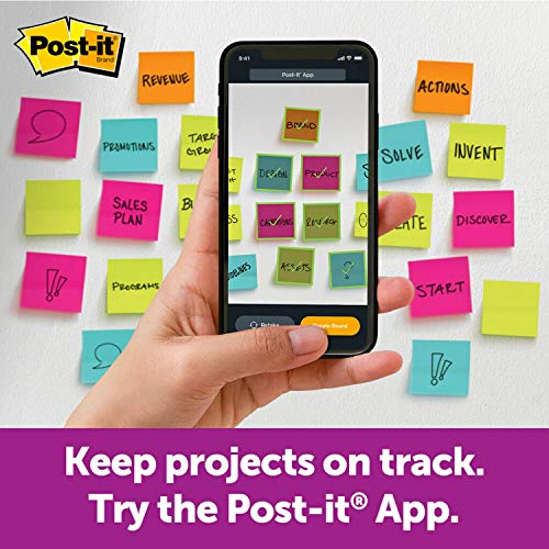 Post-it Super Sticky Notes, 4x4 in, 12 Pads, 2x the Sticking Power, Canary Yellow, Recyclable (675-12SSCP)