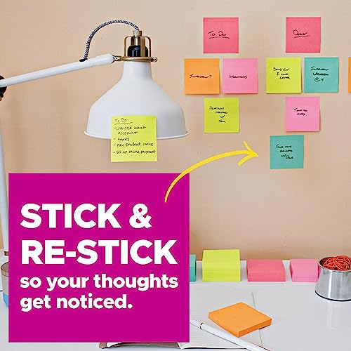 Post-it Super Sticky Notes, 4x4 in, 12 Pads, 2x the Sticking Power, Canary Yellow, Recyclable (675-12SSCP)