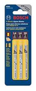 bosch u503 3-piece assortment u-shank jig saw blade set for laminate flooring,black