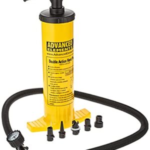 Advanced Elements Double Action Pump with Pressure Guage, Yellow, One Size With Canister, Hose, Gauge, Attachments