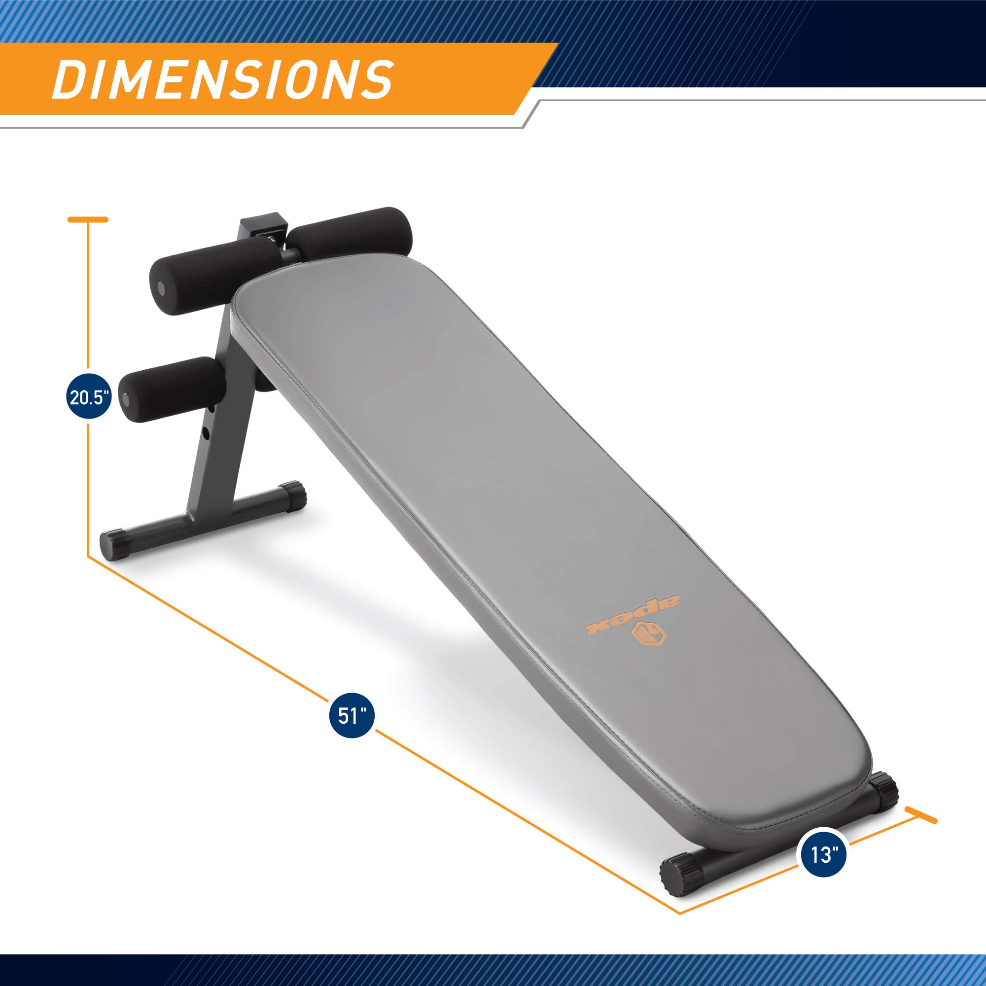 Marcy Apex Utility Bench Slant Board Sit Up Bench Crunch Board Ab Bench for Toning and Strength Training JD-1.2