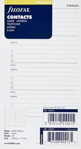 filofax name/address/telephone refill for personal & personal compact size, 20 sheets, white (b130201)