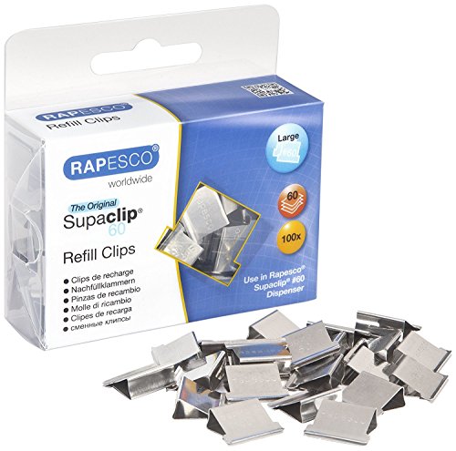 Rapesco Supaclip #60 Refill Clips - Stainless Steel, Pack of 100 (CP10060S)