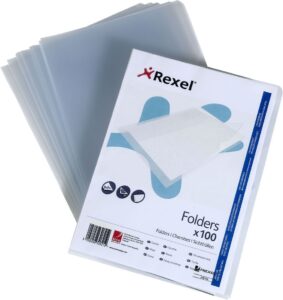 rexel superfine cut flush folders a4 clear (100)