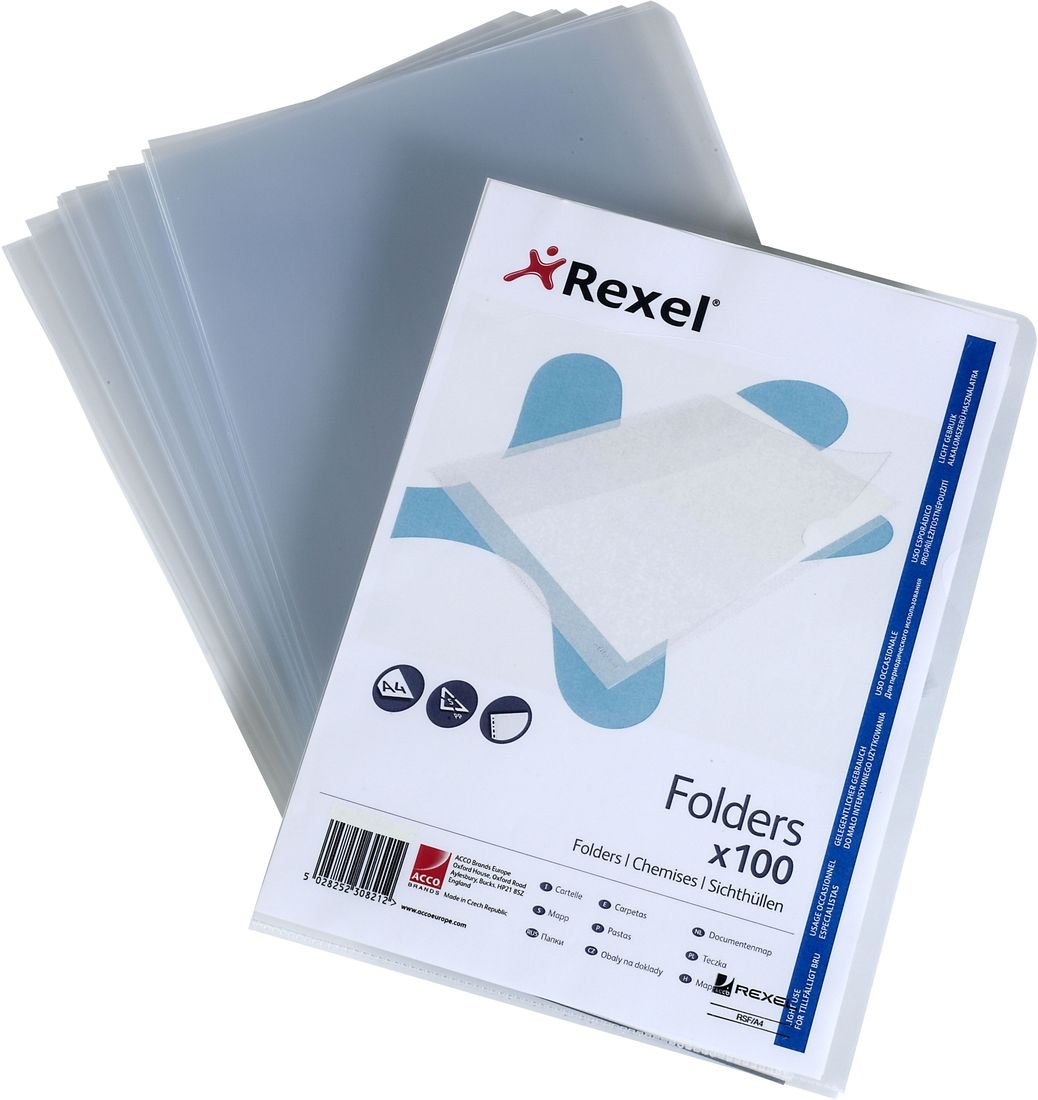 Rexel Superfine Cut Flush Folders A4 Clear (100)