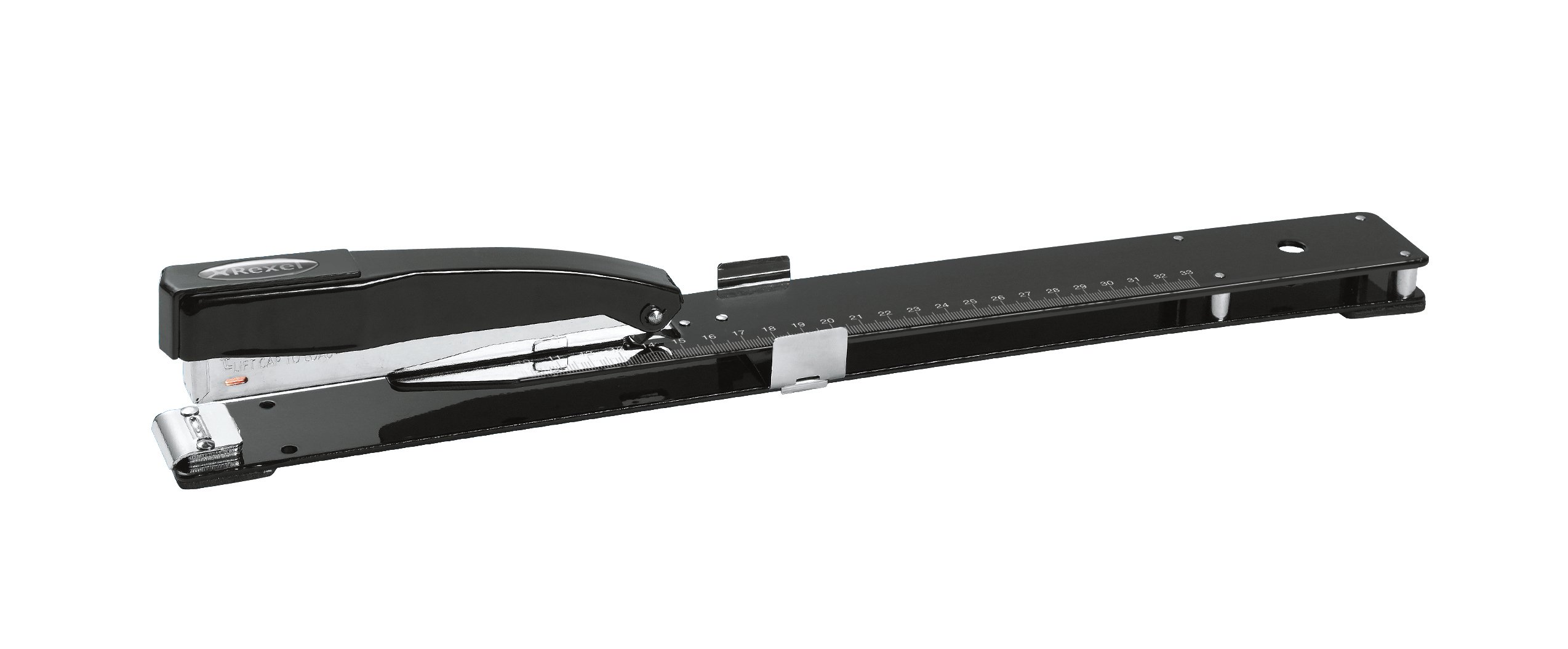 Rexel Long Reach Stapler, 15 Sheet Capacity, Plastic Body, Black, 01026