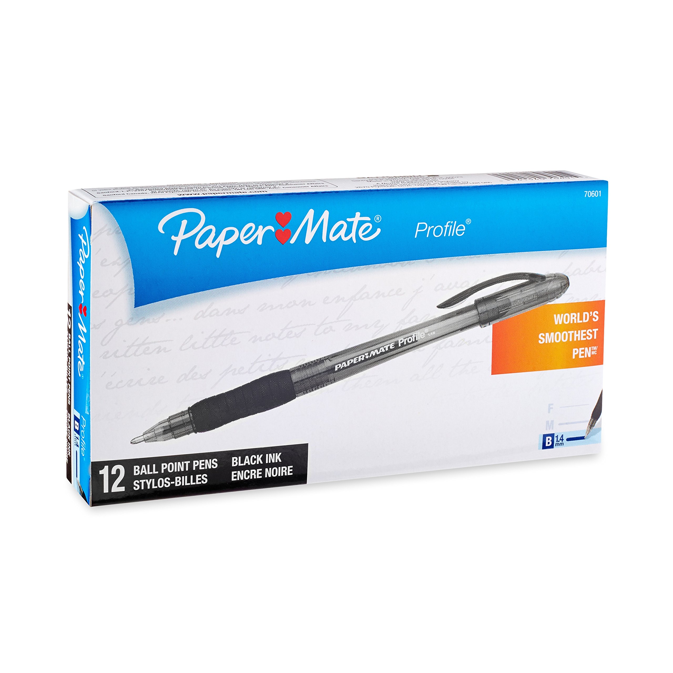 Paper Mate Profile Ballpoint Pens, Bold (1.4mm), Black, 12 Count