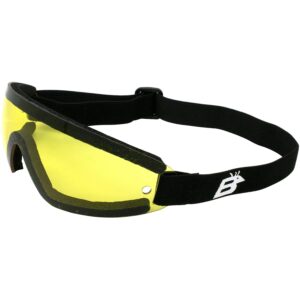 birdz eyewear wing sky dive skydiving goggles with padding black frame with yellow lens