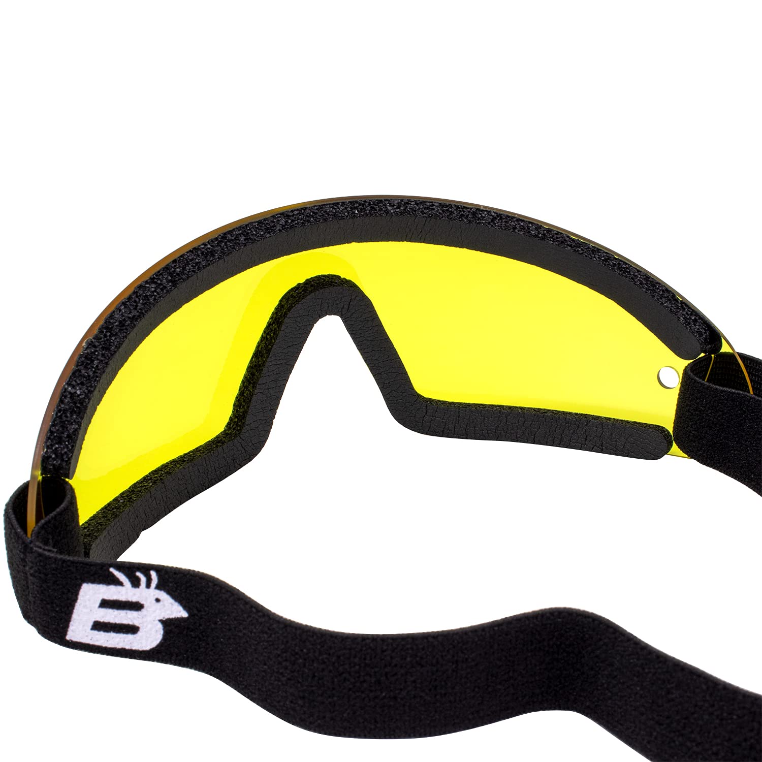 Birdz Eyewear Wing Sky Dive Skydiving Goggles with Padding Black Frame with Yellow Lens