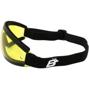 Birdz Eyewear Wing Sky Dive Skydiving Goggles with Padding Black Frame with Yellow Lens