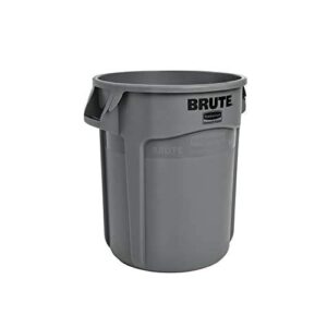 Rubbermaid Commercial Products BRUTE Heavy-Duty Trash/Garbage Can, 10-Gallon, Gray, Wastebasket for Home/Garage/Bathroom/Outdoor/Driveway, Pack of 6