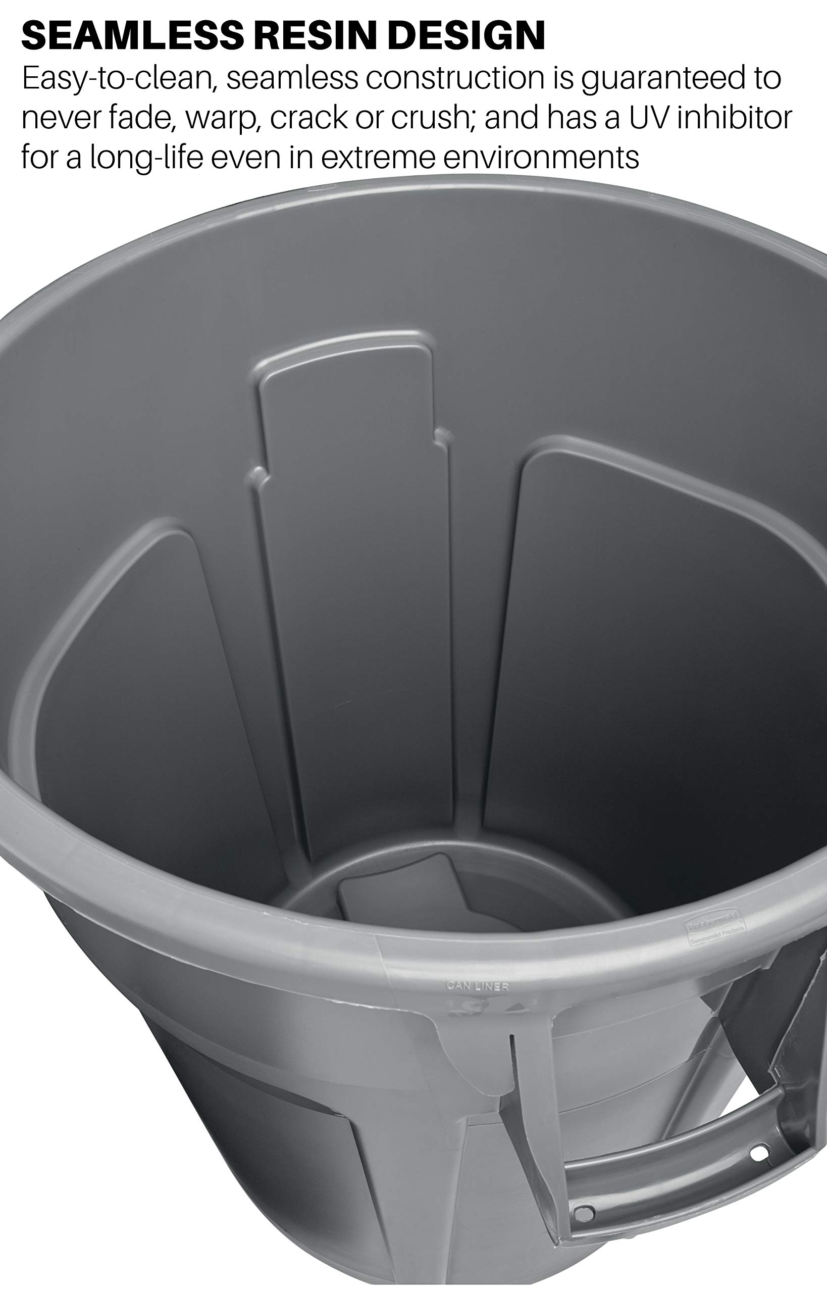 Rubbermaid Commercial Products BRUTE Heavy-Duty Trash/Garbage Can, 10-Gallon, Gray, Wastebasket for Home/Garage/Bathroom/Outdoor/Driveway, Pack of 6