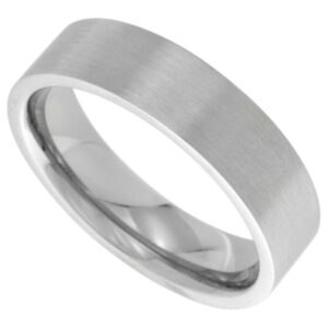 surgical stainless steel 6mm wedding band thumb ring comfort-fit matte finish, size 9